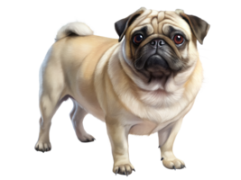 Pug stand, full body, isolated on a transparent background png