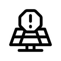 solar panel danger icon. line icon for your website, mobile, presentation, and logo design. vector