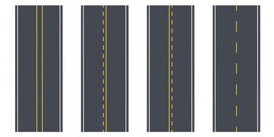 Road highway top view elements set isolated on white background. illustration vector
