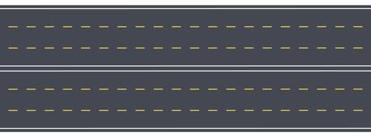 Asphalt high way road top view elements set isolated on white background. illustration vector