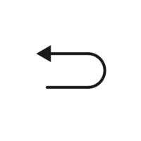 Undo arrow line on white background. Left turn direction symbol. Navigation pointer sign. vector