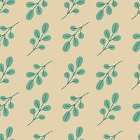 Autumn leaf seamless pattern. Branches with leaves on a beige background. illustration for fabric, packaging, wrapping paper, background, cover, case vector