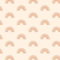 Abstract rainbow regular seamless pattern. Doodle hand drawn rainbow in Scandinavian style. Kids design vector