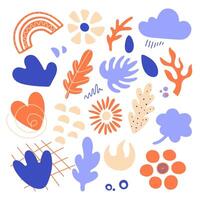 Hand drawn abstract shape set. Random cutout shapes isolated on white in Scandinavian style. Modern design. vector