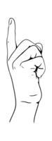 Hand making a gesture pointing up or number one png
