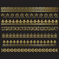 Golden color Book Side Corner Patterns Black vector