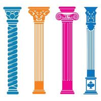 Bright ancient columns set vector