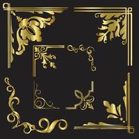Golden color Book Side Corner Patterns vector