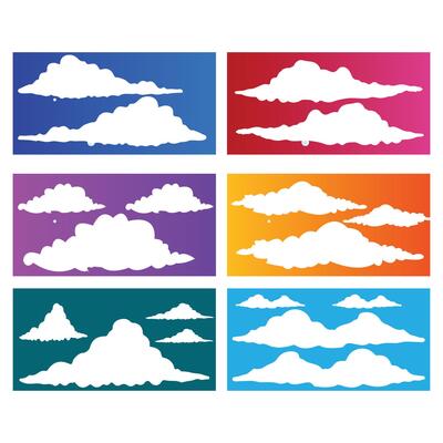 Print Cartoon cloud Blue sky with white clouds set