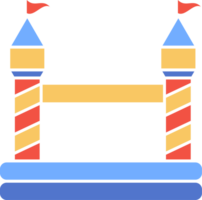 Bouncy castle color icon. Inflatable house trampoline with slide for jumping. Playground pictogram for kids zone amusement park and summer party. Inflated elastic equipment png