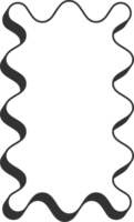 Wavy border frame. Rectangle scallop edge box. Retro cute rectangle shape. Squiggle groovy aesthetic decorative design with shadow. png