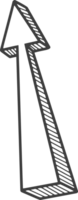 Hand drawn doodle arrow. Pencil line sketch. Curve design element. Outline sign of cursor. Graphic vintage mark and bold silhouette png