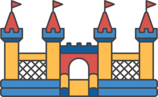 Bouncy castle color icon. Inflatable house pictogram with slide for air trampoline park and children playground for jumping. Inflated equipment for amusement park and kids zone. png