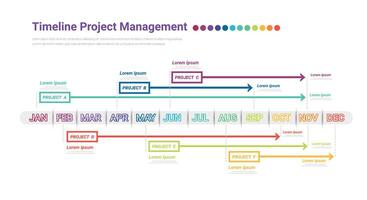 Project time plan business template with 4 project tasks in year or 12 months. vector