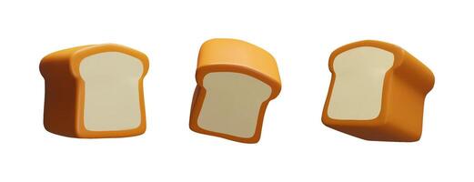 3d rendering set of bread. collection of cartoon style illustration. Bakery shop, supermarket ads, lunch menu. Wheat grain flour, cereal ingredient. Tasty bake snack with crust product vector