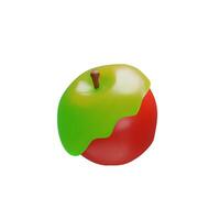 3d rendering poison witch apple. Horror Halloween illustration in three-dimensional cartoon plastic style. Fantasy toxic red fruit with toxic element. Magic evil symbol bad for you health vector