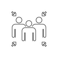 Assembly point linear icon. Gathering location, evacuation from dangerous situation. Fire safety. Thin line customizable illustration. Contour symbol. isolated outline drawing. vector