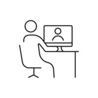 meeting icon. Virtual conference with People on computer screen. Remote working from home office. Digital communication. vector