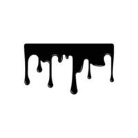 Black Melting Paint Abstract Liquid Elements Isolated on White Background. Border and Drips Ink. Illustrations. vector