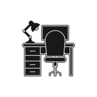 table, computer, computer table, lamp, pc, table lamp, desk table desktop workplace icon vector