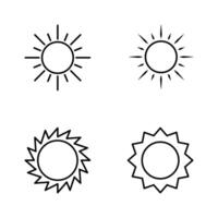 Sun icon set isolated on white background vector