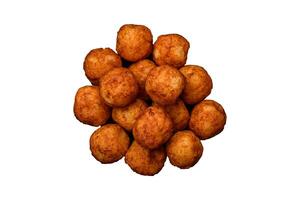 Delicious crispy balls breaded with mozzarella cheese, salt and spices photo
