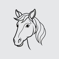 a horse head in a line drawing on a white background vector