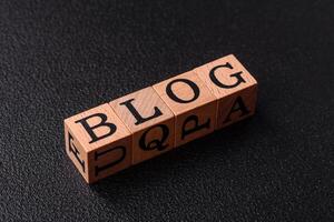 Inscription Blog with wooden cubes, conceptual background photo