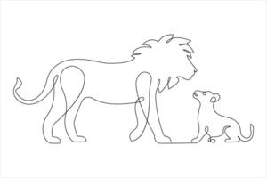 Continuous one single line drawing of lion. Lion minimalism line art design illustration vector