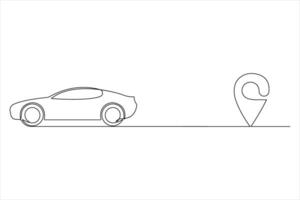 Continuous single line art drawing of Location and path pointers outline vector
