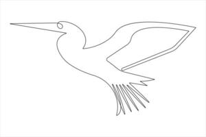 One continuous line drawing of adorable heron bird concept for conservation icon. Modern line art design vector