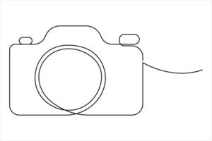 One continuous line drawing of camera linear style. Hand drawn minimalism design illustration. vector