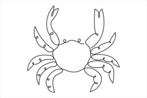 Crab continuous one single line art drawing of minimalism design outline illustration vector