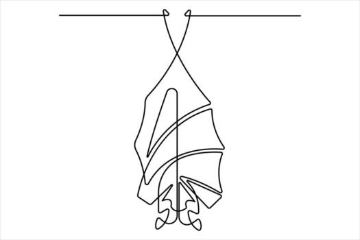 Bat one continuous single line drawing for Halloween Linear minimalistic design illustration vector