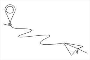 Continuous single line art drawing of Location and path pointers outline vector