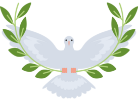 peace dove with olive branch in the beak flying png