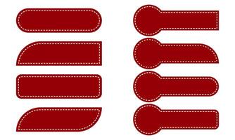 collection red banner label with white dotted lines vector
