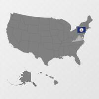 Virginia state map with flagpole. illustration. vector
