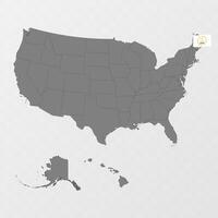 Rhode Island state map with flagpole. illustration. vector