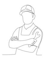 Continuous one line drawing of Labour day. vector