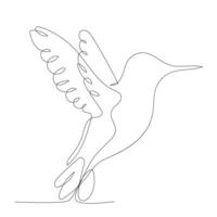 Continuous one line art of a humming bird. vector