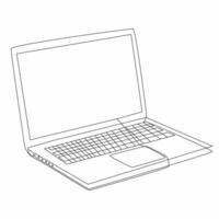 Continuous one line art of a laptop. vector