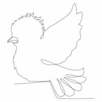 Continuous one line art of a cute bird. vector