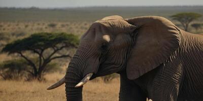 Dramatic profile of African elephant in Kenya. photo