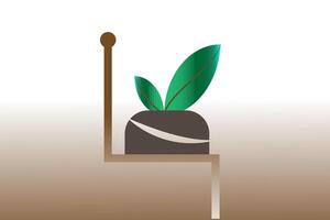 a plant is sitting on a chair with a plant in it vector