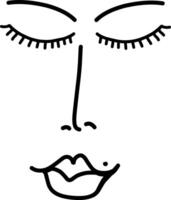 Face line are, Face illustration on white background, closed eyes illustration vector