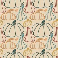 Seamless pattern with pumpkin. Background of autumn pumpkins in outline style. Autumn texture for thanksgiving, harvest and halloween. vector