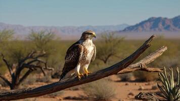 Ferruginous Hawk on branch in Sonoran Desert Flying Sequence. photo