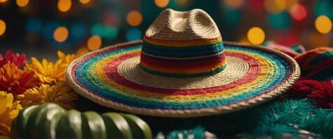Eyecatching Mexico cinco de mayo background border square format. photo