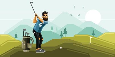 Playing Golf on the Field Graphics Illustration vector